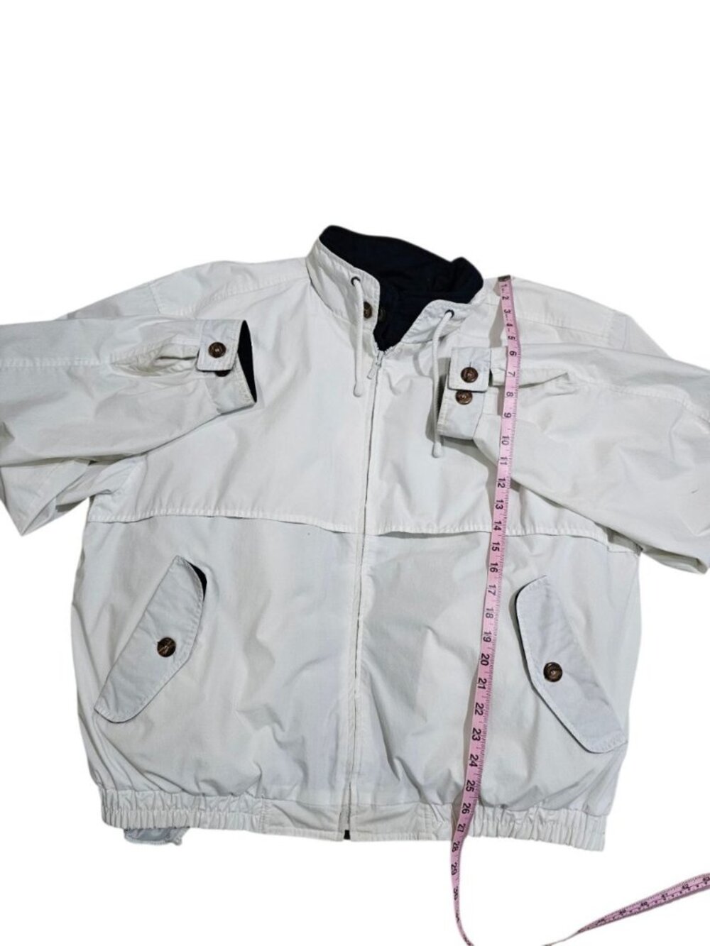 London Fog Mens XL Long Limited Edition Jacket White Navy Gorpcore Archival Rare - Picture 8 of 9